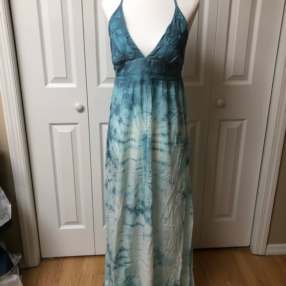 Lucky Brand Vintage Embroidered Halter Maxi Dress